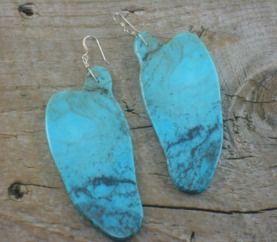 Native American Jewelry Turquoise Slab Earrings "Supersized"